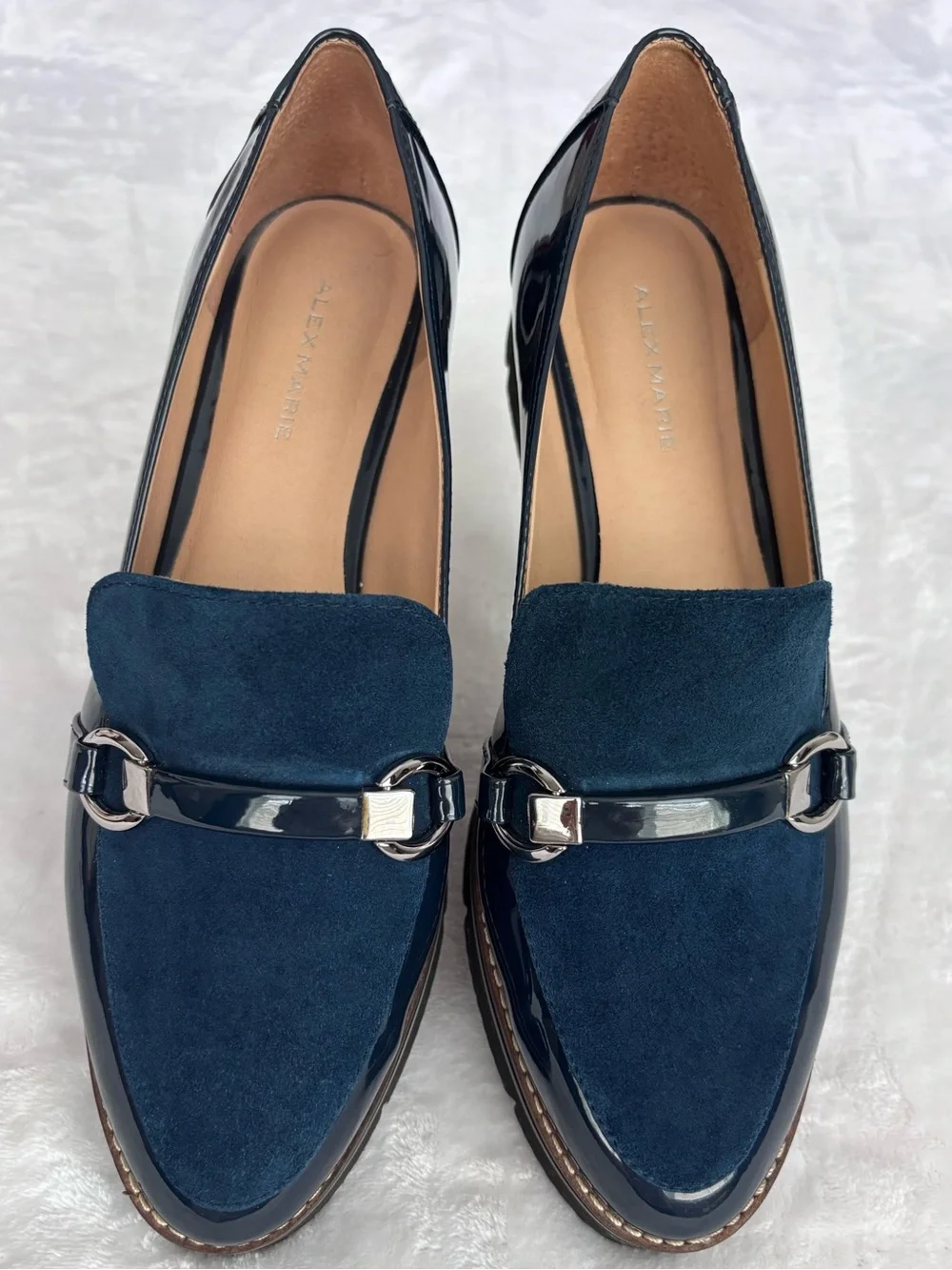 ALEX MARIE Gemima Marine Navy Patent Leather Slip-On Loafer--EUC--9